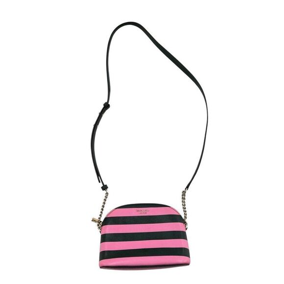 Kate Spade NWOT Sylvia Small Dome Crossbody Bag Pink & Dark Green Stripes - Picture 3 of 14